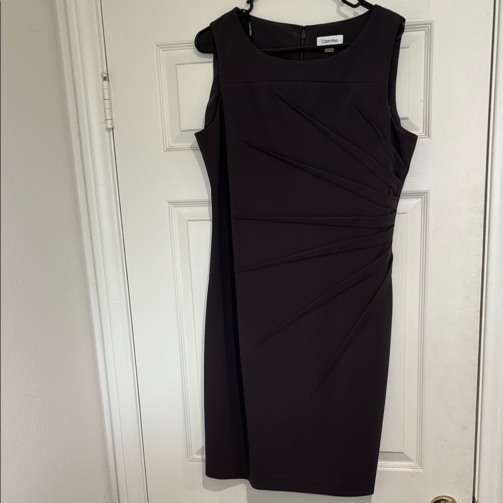 Calvin Klein Gray Ribbed Sheath Midi Dress